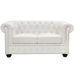 Καναπές T.Chesterfield Hm3010.02 Λευκό Ματ 155x90x73 cm Τεχνόδερμα