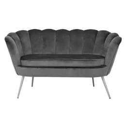 Καναπές 2Θέσιος Coquille HM8627.01 Grey 130x77x83Υ εκ. Βελούδο