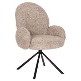 Πολυθρόνα Περιστρεφόμενη Winon HM9778.03 65x67x92cm Με Μπουκλέ Ύφασμα Beige-Black Μέταλλο,Ύφασμα