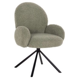 Πολυθρόνα Περιστρεφόμενη Winon HM9778.08 65x67x92cm Με Μπουκλέ Ύφασμα Olive Μέταλλο,Ύφασμα