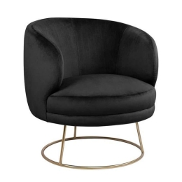 Πολυθρόνα Arien 80x75x82 HM8403.04 Βελούδο Black Με Χρυσή Βάση Μέταλλο,Ύφασμα