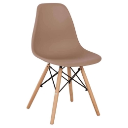 Καρέκλα Με κάθισμα Twist PP HM8460.25 46x50x82cm Cappuccino Σετ 4τμχ Ξύλο,Πολυπροπυλένιο