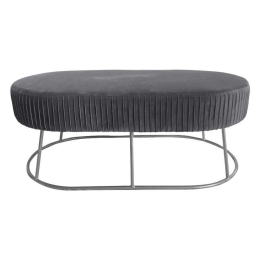 Σκαμπό-Παγκάκι Alinafe HM8635.01 118Χ66Χ42Y cm Grey-Silver Βελούδο, Μέταλλο
