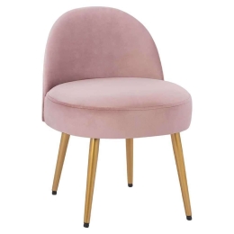 Σκαμπό Με Πλάτη Yasmine HM8395.12 47x43x65Υcm Dusty Pink-Gold Βελούδο, Μέταλλο