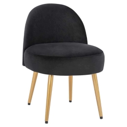 Σκαμπό Με Πλάτη Yasmine HM8395.14 47x43x65Υcm Black-Gold Βελούδο, Μέταλλο