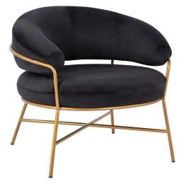 Πολυθρόνα Trudi HM8639.04 83x75x76Υcm Black-Gold Βελούδο, Μέταλλο