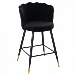 Σκαμπό Bar Μεσαίου Ύψους Vesna HM8736.04 50x50x90cm Black Βελούδο, Μέταλλο
