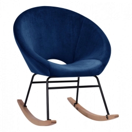 Πολυθρόνα Κουνιστή Paulina HM8399.08 76x86x76cm Βελούδινη Blue Βελούδο, Ξύλο