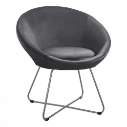 Πολυθρόνα Randi HM8468.01 Βελούδινη Με Χιαστί Πόδια 74x64x79cm Grey Βελούδο, Μέταλλο