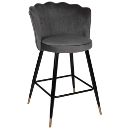 Σκαμπώ Μπαρ Μεσαίου Ύψους Vesna HM8736.01 50x50x90cm Grey Βελούδο, Μέταλλο