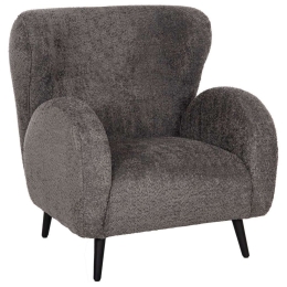 Πολυθρόνα Μπερζέρα Kryly HM9593.01 83x87x89cm Με Ξύλινα Πόδια & Μπουκλέ Ύφασμα Grey Ξύλο,Ύφασμα