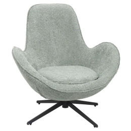 Πολυθρόνα Περιστρεφόμενη Brynn HM9594.05 86x76x87cm Με Μεταλλική Βάση & Μπουκλέ Ύφασμα Green-Black Μέταλλο,Ύφασμα