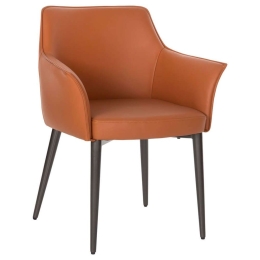 Πολυθρόνα Τραπεζαρίας Helm HM9767.01 61x56x77cm Με Μεταλλικά Πόδια Camel-Grey Μέταλλο,Τεχνόδερμα