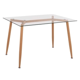 Τραπέζι HM8498.02 120X70X75,5Υcm Natural-Clear Μέταλλο,Γυαλί