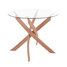 Τραπέζι HM8499.02 Φ90X74Y cm Natural-Clear Μέταλλο,Γυαλί