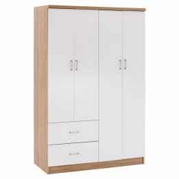 Ντουλάπα Blakely HM339.06 Τετράφυλλη Με 2 Συρτάρια 120Χ42,5Χ180,5cm Sonama - White Τετράφυλλη