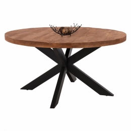 Τραπέζι Levinho HM8485.11 Από Μασίφ Ξύλο Mango D150x78cm Natural Μέταλλο,Ξύλο