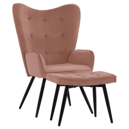 Πολυθρόνα - Μπερζέρα Με Υποπόδιο Crawley HM8918.02 70x57x103cm Black-Apple