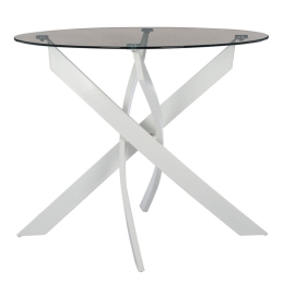 Τραπέζι Jafaru HM8499.03 Φ90x74cm White-Clear Μέταλλο,Γυαλί