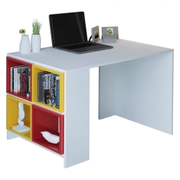Γραφείο Με Αποσπώμενα Ράφια HM9120.02 120x64x74,2cm White-Red-Yellow