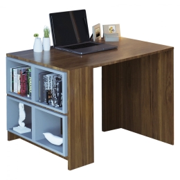Γραφείο Με Αποσπώμενα Ράφια HM9120.01 120x64x74,2cm Walnut-Grey