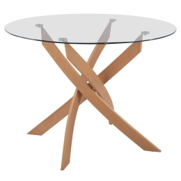 Τραπέζι Στρογγυλό Jada HM8733.02 Φ120x75cm Beige-Clear Μέταλλο,Γυαλί