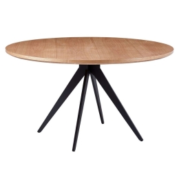 Τραπέζι Τραπεζαρίας Στρογγυλό HM9452.03 Φ140x75cm Από Καπλαμά Φράξου Natural-Black Mdf,Μέταλλο