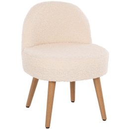 Σκαμπό Με Πλάτη Yasmine HM8395.23 47x46x64,5cm Μπουκλέ Ύφασμα White
