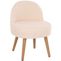 Σκαμπό Με Πλάτη Yasmine HM8395.20 47x46x64,5cm Μπουκλέ Ύφασμα Ecru