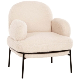 Πολυθρόνα Agnes HM9525.23 74x71x83cm Με Μεταλλικά Πόδια & Ύφασμα Μπουκλέ White