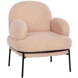 Πολυθρόνα Agnes HM9525.20 74x71x83cm Με Μεταλλικά Πόδια & Ύφασμα Μπουκλέ Ecru