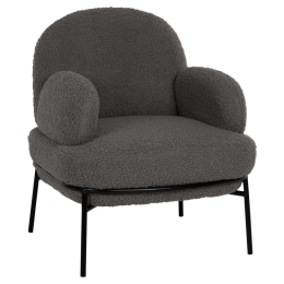 Πολυθρόνα Agnes HM9525.21 74x71x83cm Με Μεταλλικά Πόδια & Ύφασμα Μπουκλέ Grey Μέταλλο,Ύφασμα