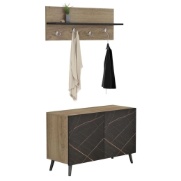 Έπιπλο Εισόδου Delphine HM8876.12 80x31,3x41,5cm Natural-Black Μελαμίνη