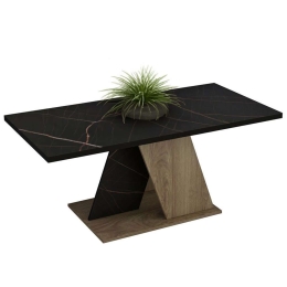Τραπέζι Σαλονιού Dile HM9528.03 110x55x47cm Εφέ Μαρμάρου Natural-Black Μελαμίνη