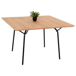 Τραπέζι Τραπεζαρίας Trenk HM9614.01 120x120x75cm Oak-Black Mdf,Μέταλλο