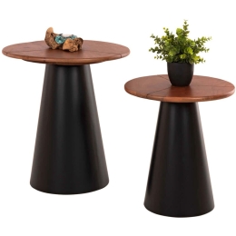 Τραπεζάκια Βοηθητικά Sunni (Σετ 2Τμχ) HM9669 Φ48,5/39,5cm Walnut-Black