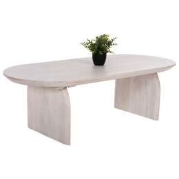 Τραπέζι Σαλονιού Οβάλ Honky HM9710 130x60x40cm Από Μασίφ Mango Ξύλο White Ξύλο