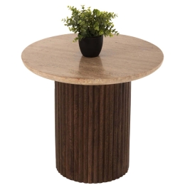 Τραπέζι Σαλονιού Gladys HM9714 Φ55x50cm Travertine Beige-Brown