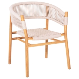 Πολυθρόνα Irving HM9763 60x55x78cm Με Σχοινί Από Ξύλο Teak Natural-Beige Ξύλο,Σχοινί