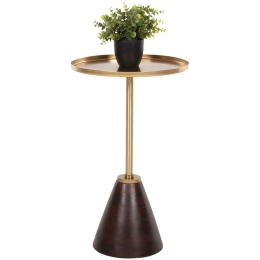 Τραπεζάκι Βοηθητικό Kappur HM9726 Φ38x62cm Walnut-Gold
