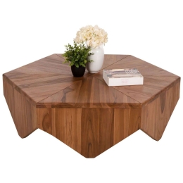 Τραπέζι Σαλονιού Hexagon HM9790 114x99x34cm Από Ξύλο Teak Natural Ξύλο