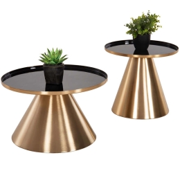 Τραπεζάκια Βοηθητικά Lorme (Σετ 2Τμχ) HM9923 Φ50/40cm Gold-Black