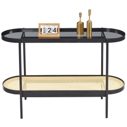 Κονσόλα Seitz HM18032 120x43x76,5cm Black-Natural Μέταλλο,Γυαλί
