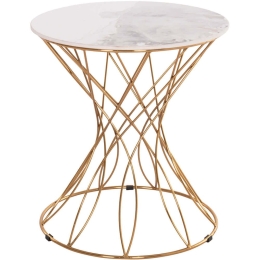 Τραπεζάκι Βοηθητικό Rudy HM18037.01 Φ45x48,5cm White-Gold