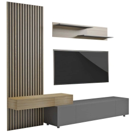 Σύνθεση Τηλεόρασης Dort HM18076.2 249,5x42,2x199,5cm Sonoma-Black