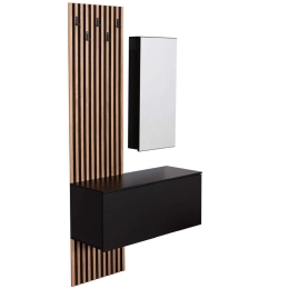 Έπιπλο Εισόδου Με Καθρέπτη Myles HM18080.02 100x37x200cm Sonoma-Black Μελαμίνη