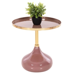 Τραπέζι Βοηθητικό Utri HM4241.06 Στρογγυλό Φ46x46,5cm Somon-Beige Μέταλλο
