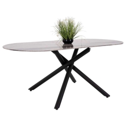 Τραπέζι Τραπεζαρίας Prentis HM9770.02 180x90x76cm 12mm Εφέ Μαρμάρου Black Μέταλλο,Κεραμικό