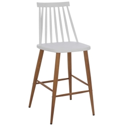 Σκαμπώ Μπαρ Μεσαίου Ύψους HM9300.01 43x45x97cm Natural-White Μέταλλο,Πολυπροπυλένιο