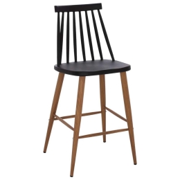 Σκαμπώ Μπαρ Μεσαίου Ύψους HM9300.02 43x45x97cm Natural-Black Μέταλλο,Πολυπροπυλένιο